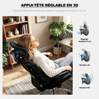 Fauteuil de bureau ergonomique N045 avec accoudoirs 4D appui-tête 3D profondeur d'assise réglable inclinaison 4 niveaux support 200 kg