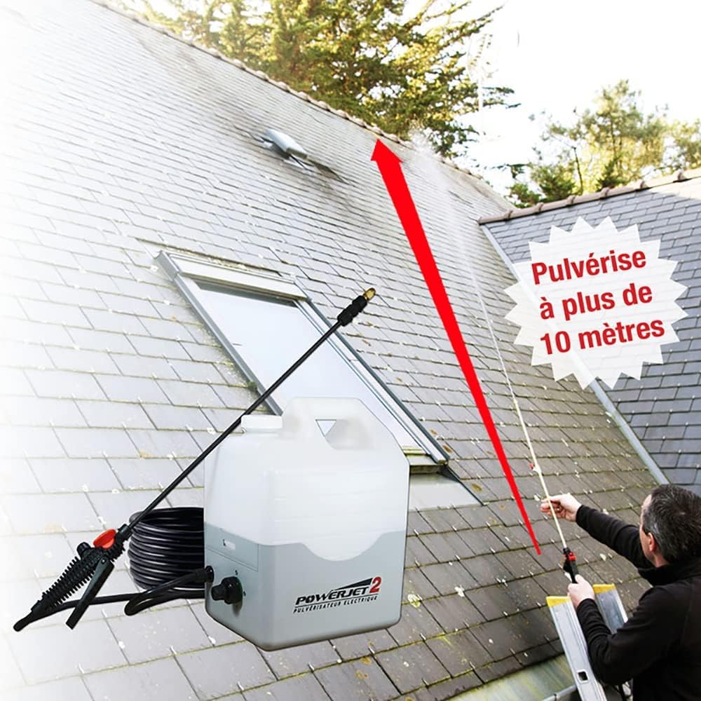 Pulvérisateur électrique Powerjet 2 12 V avec réservoir 10 L pompe 5,5 bar lance carbone 1,5 m 7 buses