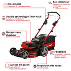 Tondeuse à gazon sans fil GP-CM 36/47 S HW Li 36V largeur de coupe 47 cm autotractée moteur sans charbon avec 4 batteries 4,0 Ah