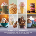 Sorbetière Automatique NC701EUSTGD 13 Modes 2 Pots 480ml Glace Gelato Sorbet Milkshake