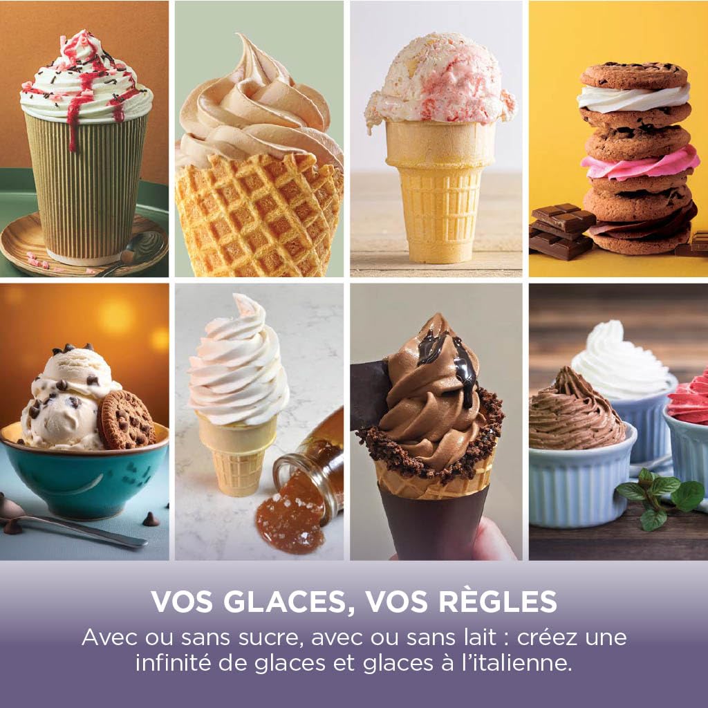 Sorbetière Automatique NC701EUSTGD 13 Modes 2 Pots 480ml Glace Gelato Sorbet Milkshake