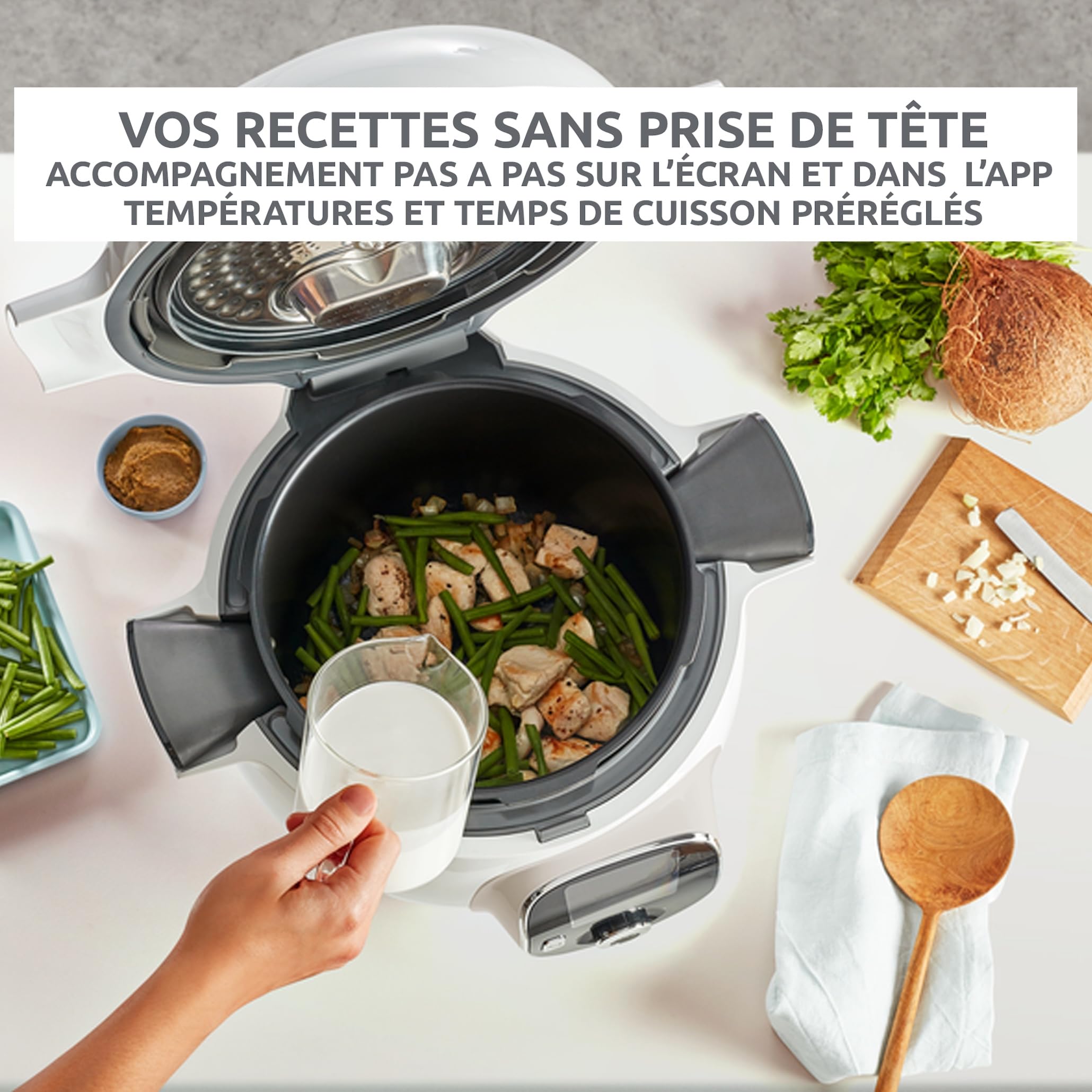 Multicuiseur intelligent Cookeo CE85CA10 1600 W avec cuve 6 L écran tactile et 150 recettes intégrées