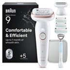 Épilateur électrique femme Silk·épil 9 SES9-130 rechargeable sans fil étanche tête pivotante avec embout rasoir sabot tondeuse