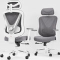 Chaise de bureau ergonomique Vchair-GR avec support lombaire réglable accoudoirs 3D appui-tête réglable dossier en maille pivotante blanc