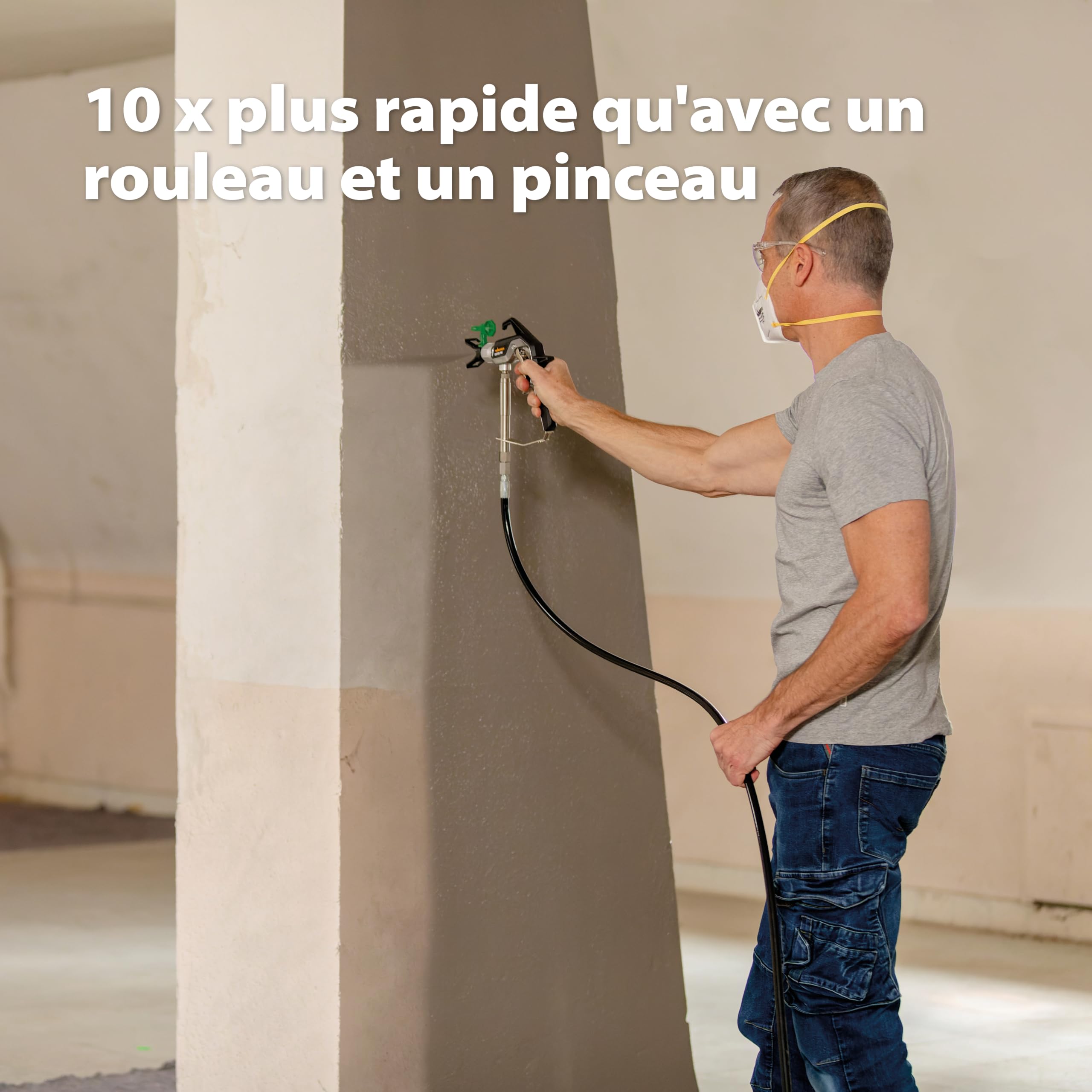 Système de peinture par pulvérisation Airless Control Pro 250 M 110 bar tuyau 9 m noir jaune