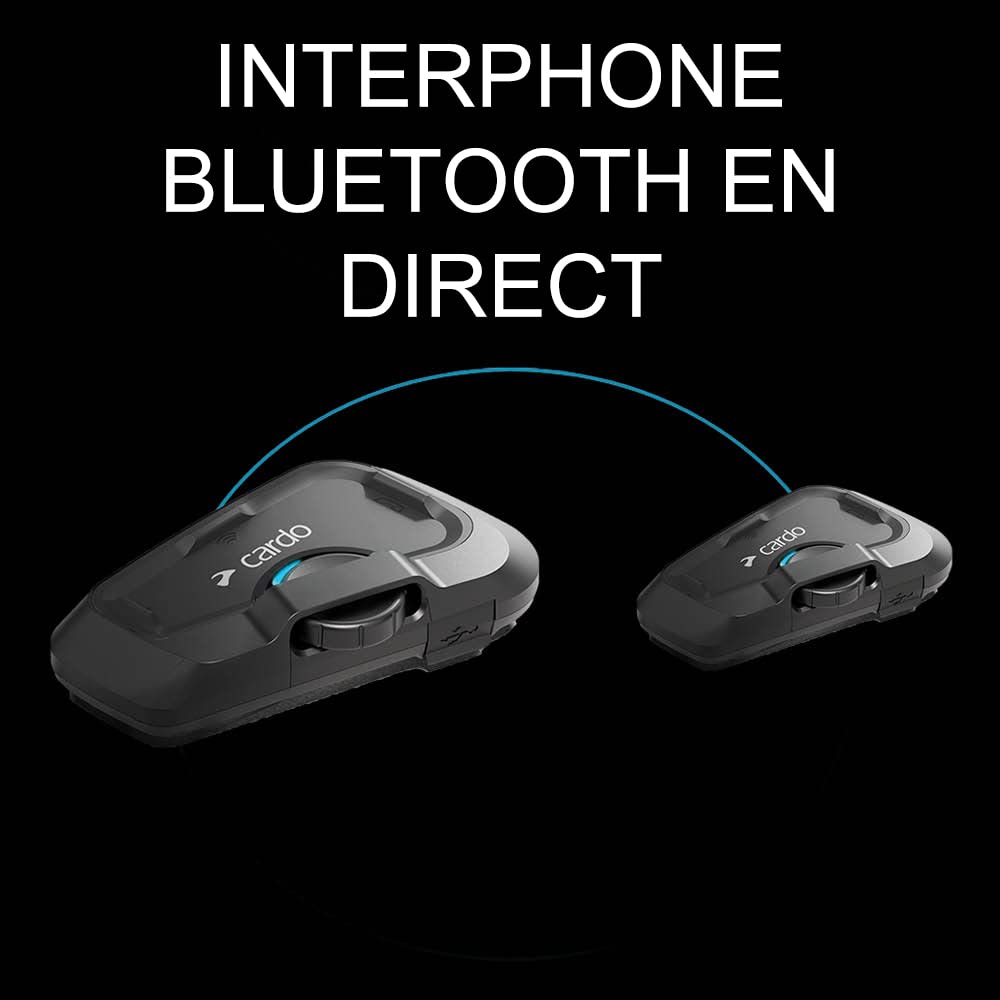 Intercom moto Bluetooth FREECOM 2X communication 2 voies étanche portée 800 m autonomie 13 heures fréquence 20 Hz 20 kHz lot de 2