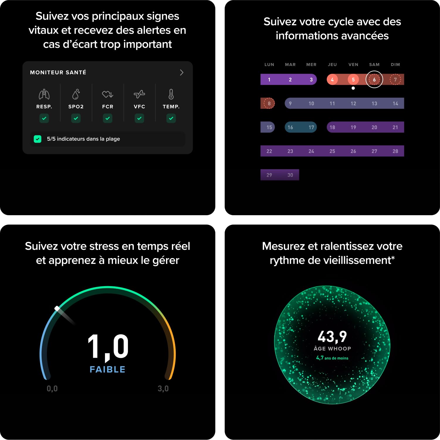 Capteur fitness santé 5.0/MG abonnement 12 mois suivi activité 24h/24 sommeil fréquence cardiaque SpO2 bracelet recharge sans fil