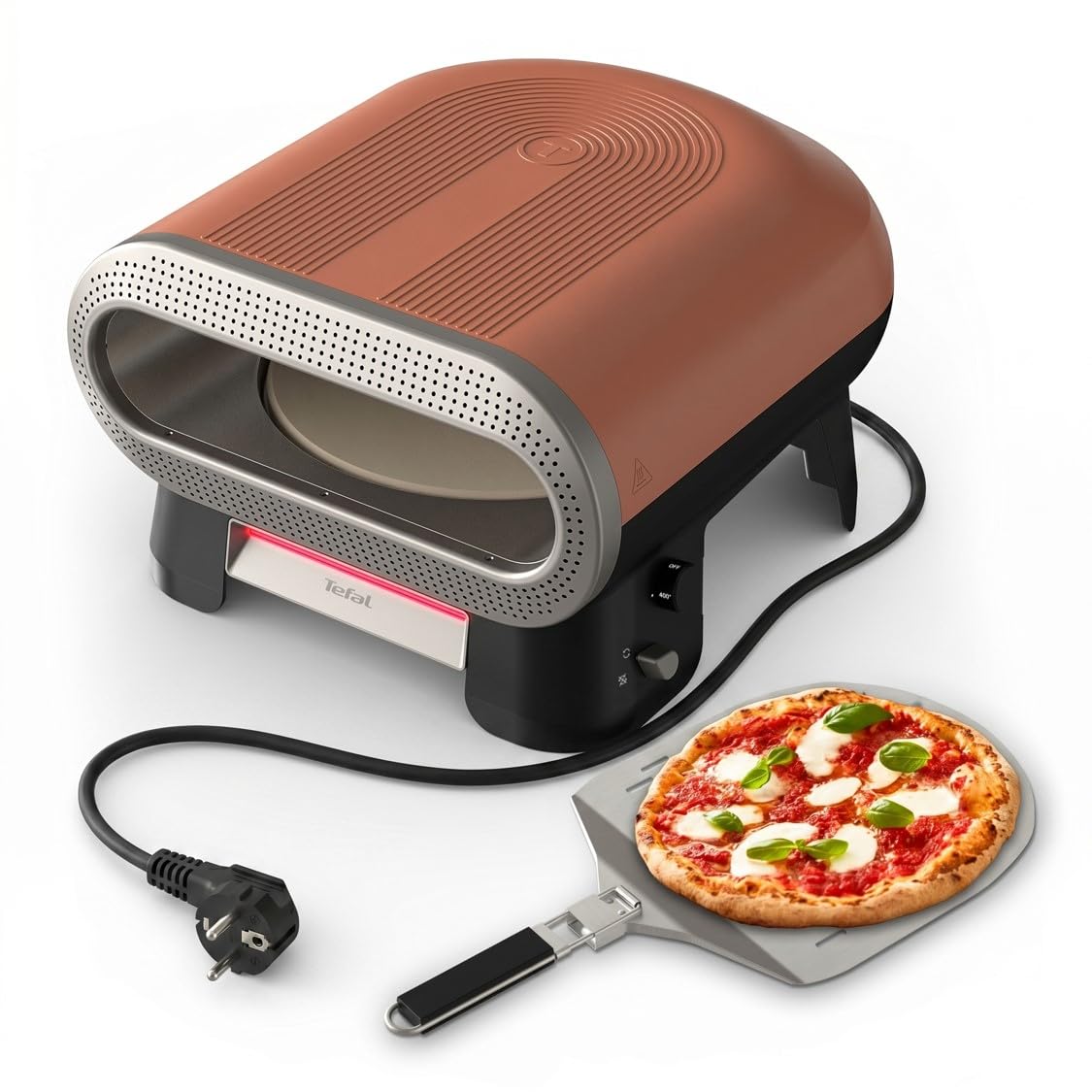 Four à pizza électrique JM600TE0 2600W extérieur pierre rotative automatique pizza 30 cm température jusqu'à 400°C avec pelle