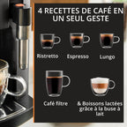 Machine espresso automatique Harmony EA508BE0 avec mousseur à lait manuel 4 boissons café en grains capacité 1,7 L buse vapeur