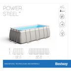 Piscine hors sol rectangulaire tubulaire Power Steel 1056441XXX21 404 x 201 x 100 cm avec pompe de filtration échelle de sécurité et distributeur