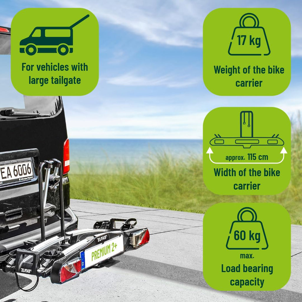 Porte-vélos 11523 pour attelage remorque fixation arrière 2 vélos charge maximale 60 kg pliable