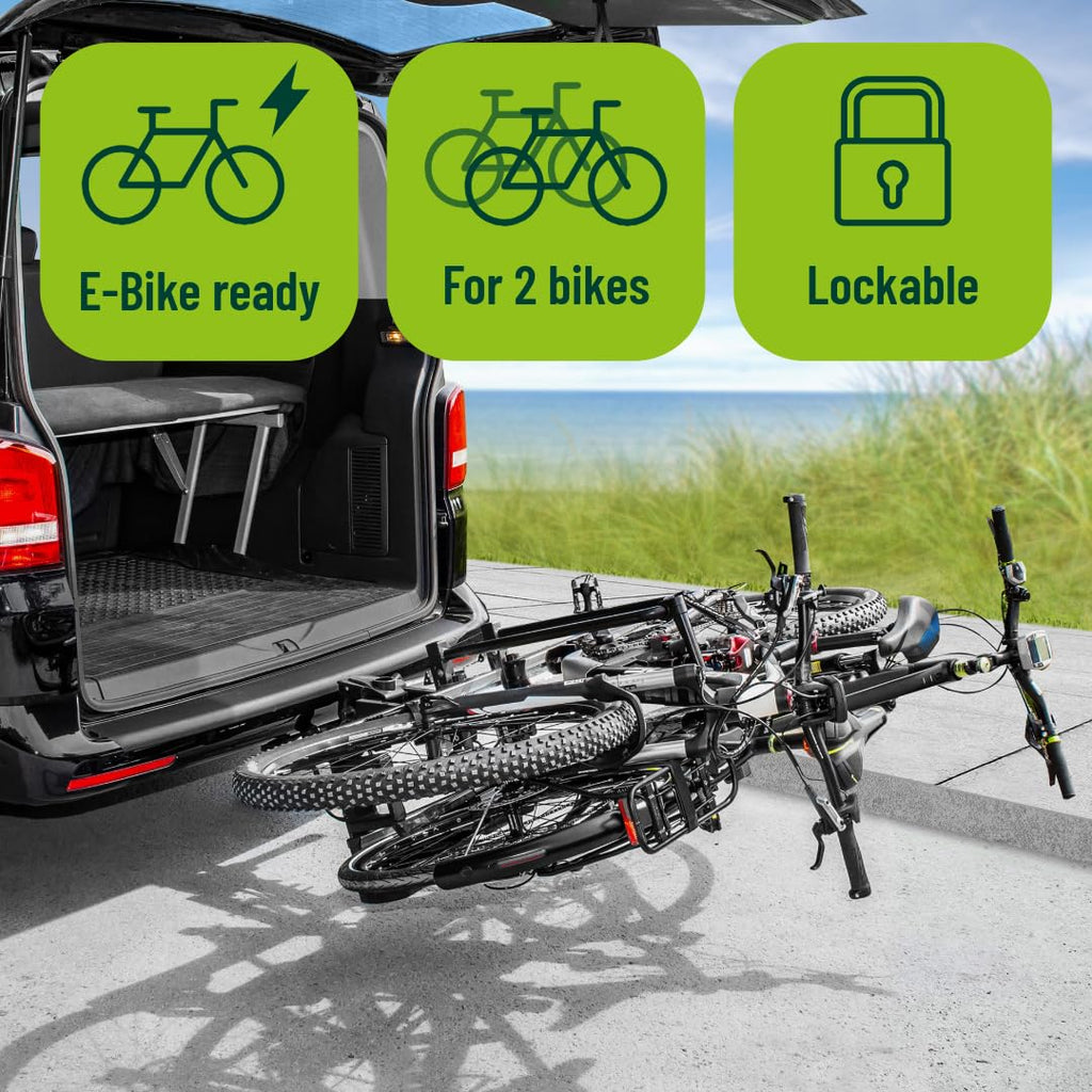 Porte-vélos 11523 pour attelage remorque fixation arrière 2 vélos charge maximale 60 kg pliable