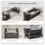 Lit bébé pliable évolutif 120 x 70 cm avec hauteur réglable moustiquaire table à langer jouets charge 25 kg