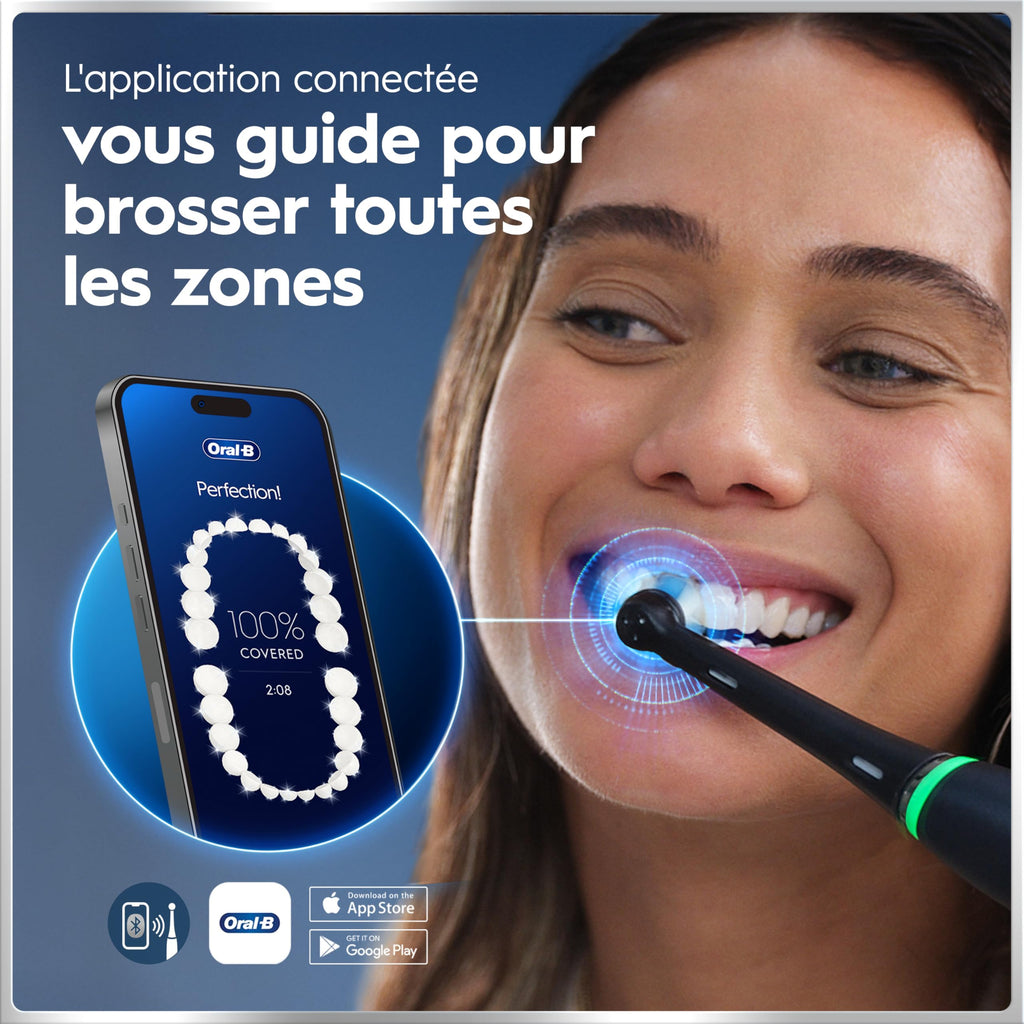 Brosse à dents électrique iO 6 rechargeable avec écran interactif capteur de pression 5 modes de brossage 3 brossettes et étui de voyage
