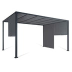 Pergola de jardin coulissante 3 x 4 m structure acier toile polyester 160 g/m² gris anthracite