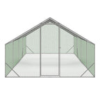 Enclos poulailler 24 m² parc grillagé 8x3x2 m en acier avec bâche de toit porte à loquet pour volailles et petits animaux