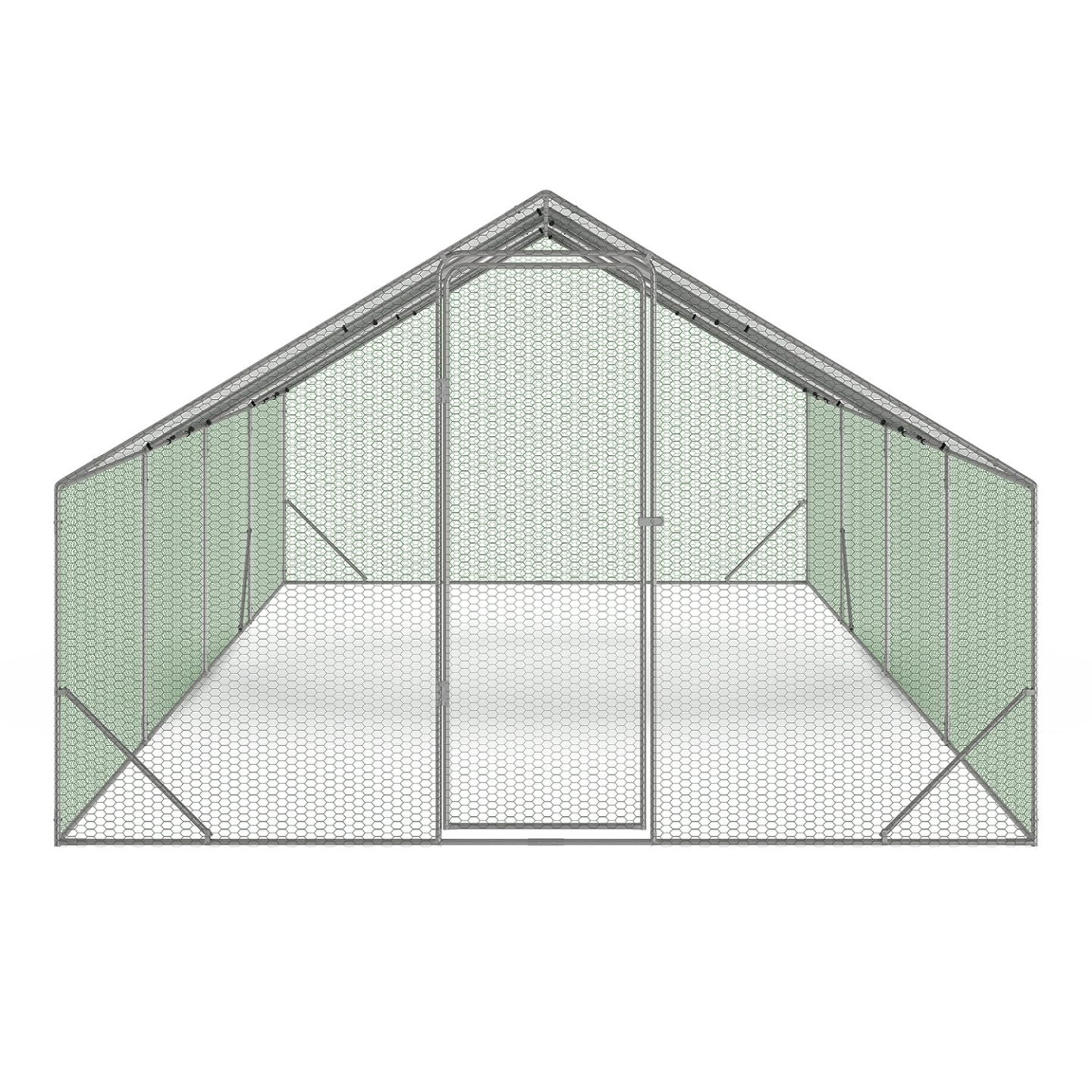 Enclos poulailler 24 m² parc grillagé 8x3x2 m en acier avec bâche de toit porte à loquet pour volailles et petits animaux