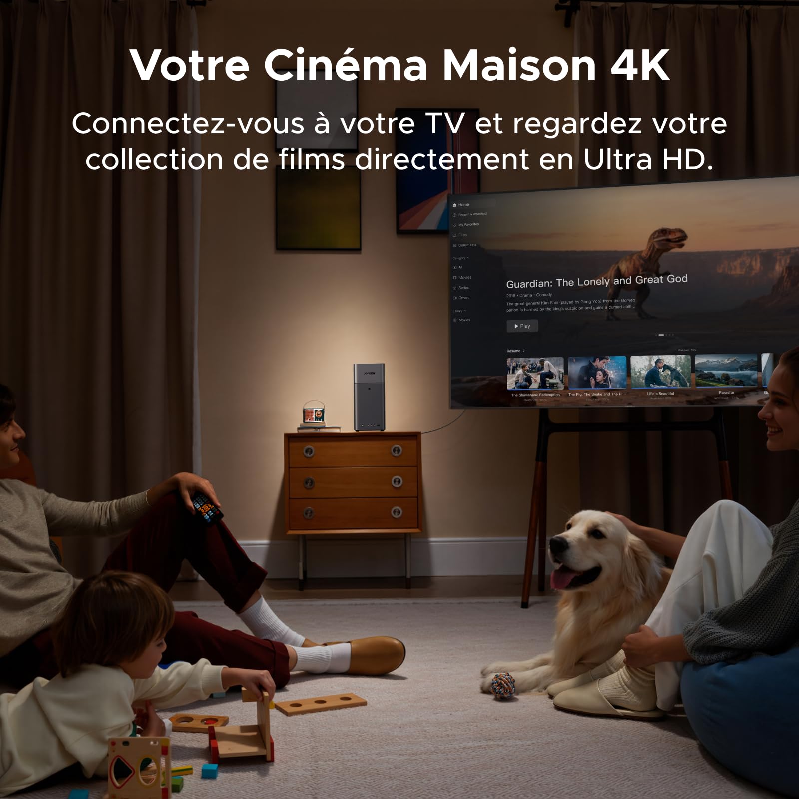 Serveur NAS 2 baies DH2300 stockage réseau 4 Go RAM sortie HDMI 4K LAN 1GbE sauvegarde cloud album photo IA sans disque