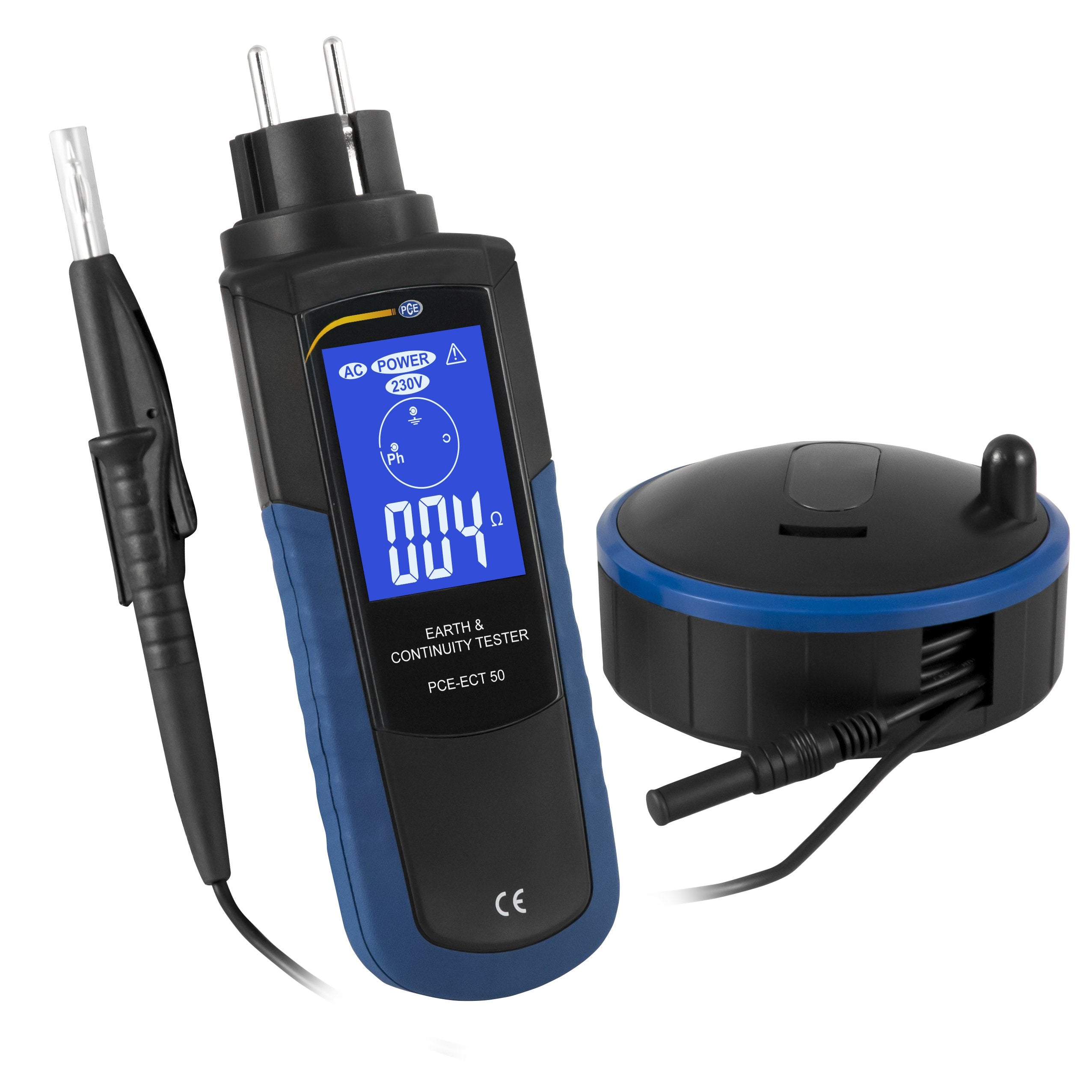 Testeur de résistance de terre PCE-ECT 50 portable écran LCD couleur rétroéclairé IP40 230 V CA