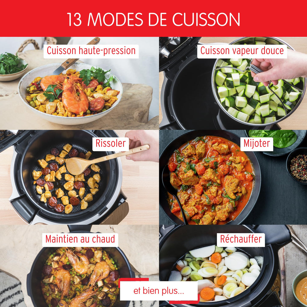 Multicuiseur intelligent Cookeo Touch Wifi CE902800 1600 W avec cuve 6 L écran tactile et 250 recettes intégrées