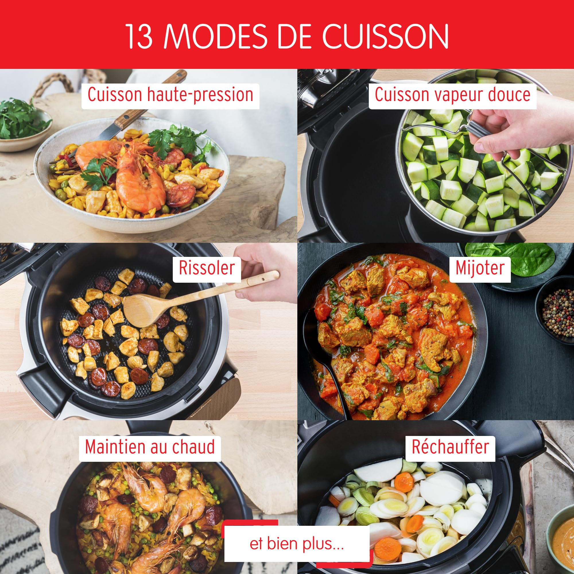 Multicuiseur intelligent Cookeo Touch Wifi CE902800 1600 W avec cuve 6 L écran tactile et 250 recettes intégrées