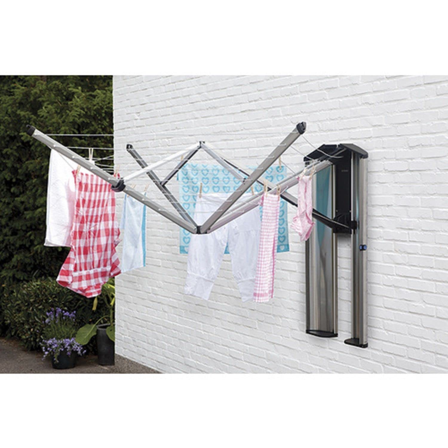 Séchoir mural pliable WallFix 475924 24 m de corde à linge charge maximale 20 kg avec boîte de protection