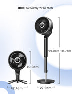 Ventilateur sur pied DR-HPF015S intelligent oscillation 3D 150°+100° moteur DC silencieux 20 dB 12 vitesses 6 modes télécommande