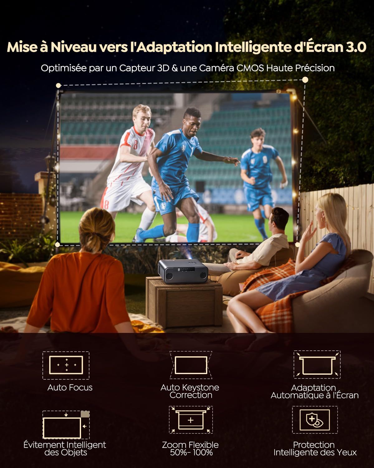 Vidéoprojecteur portable 4K P62 Pro 1500 ANSI Android WiFi 6 Bluetooth Dolby HDR10 Auto Focus Correction Keystone
