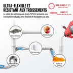 Furet déboucheur de canalisation sans fil 20V rouge arbre flexible 7,6 m pour tuyaux 19-76 mm avec batterie lithium-ion