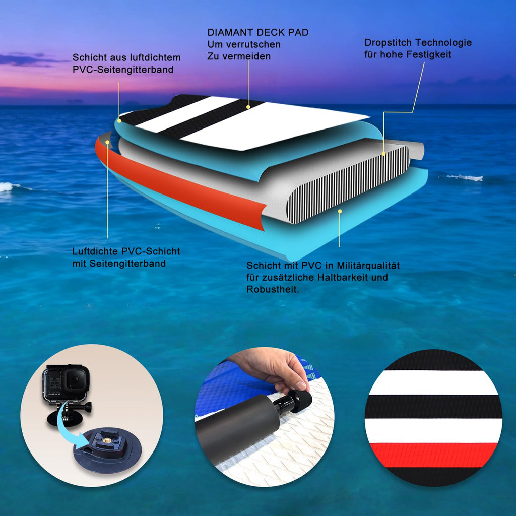 Planche SUP gonflable 330 x 76 x 15 cm avec siège kayak pagaie double réglable support caméra charge maximale 150 kg