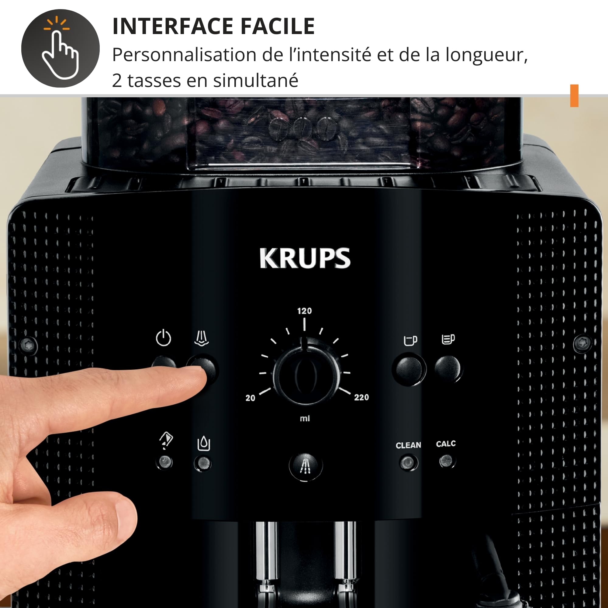 Machine à café à grains YY8125FD avec moulin intégré 1400W pression 15 bars réservoir 1,7L buse vapeur cappuccino
