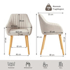 Chaises de salle à manger avec accoudoirs dossier réglable en velours rembourré lot de 6 pieds en bois beige