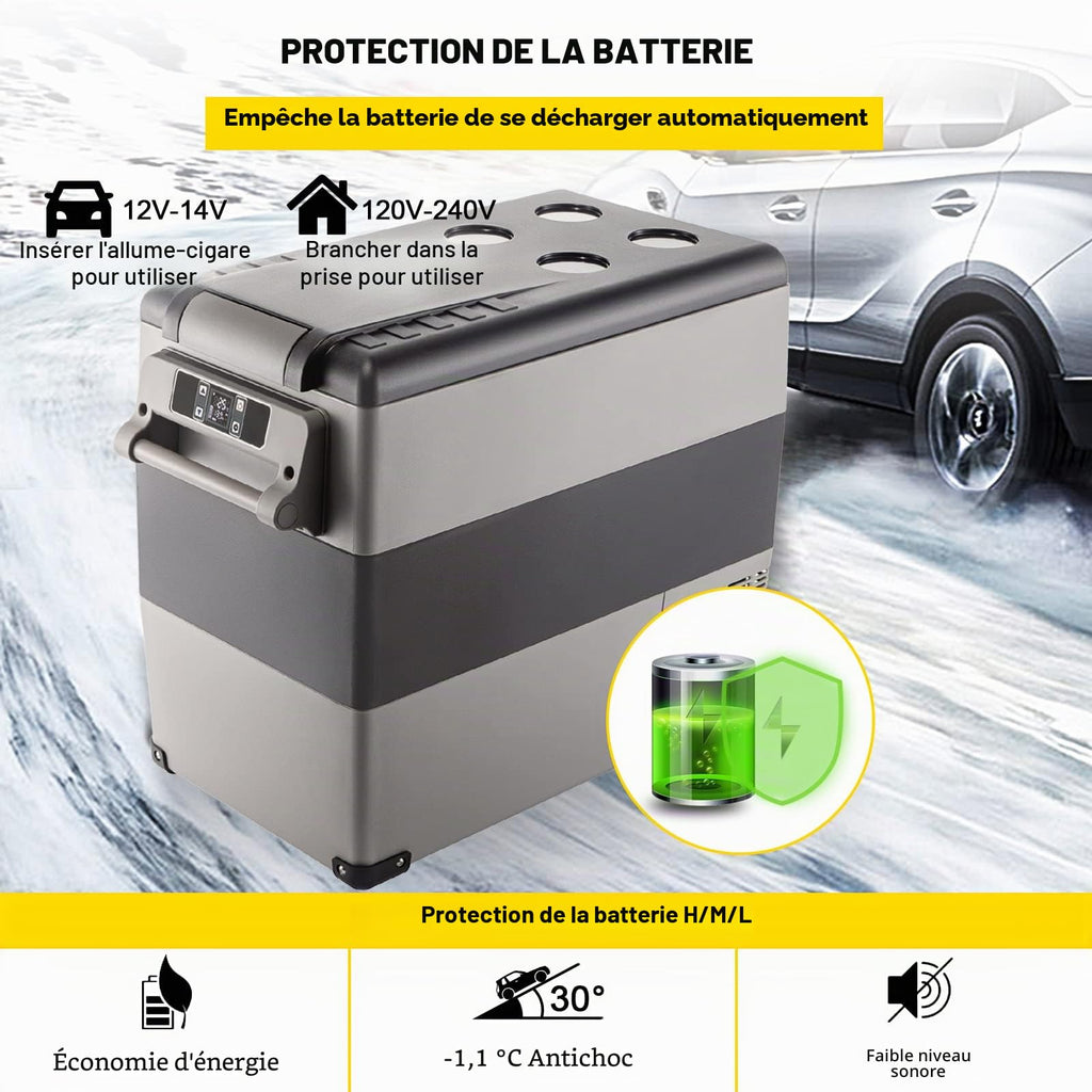 Portable car refrigerator CF55 55 L compressor cooler with freezer function LED display Bluetooth control dual zone storage