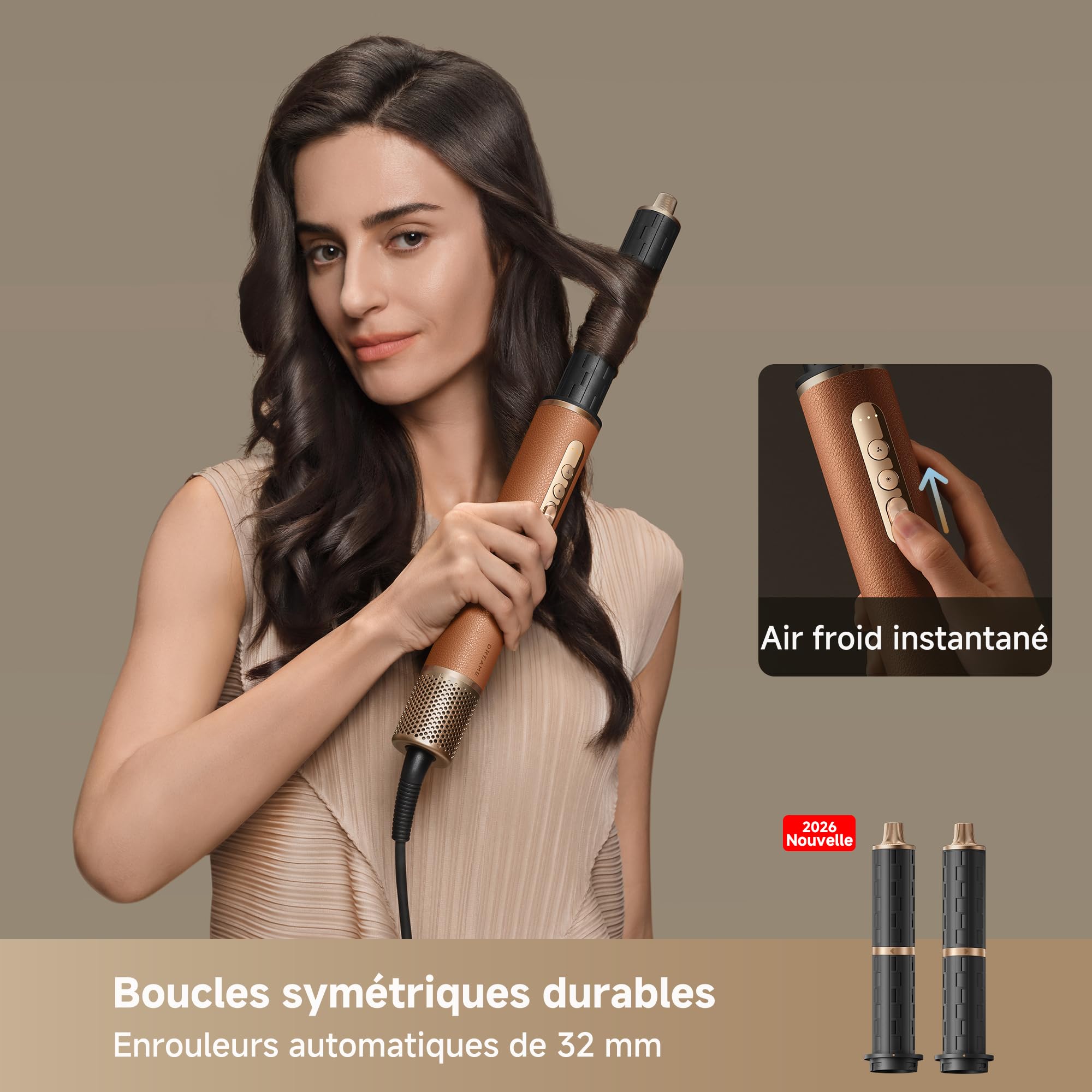 Appareil de coiffure multifonction 7 en 1 AMF18A avec brosse lissante et accessoires de bouclage 1300W