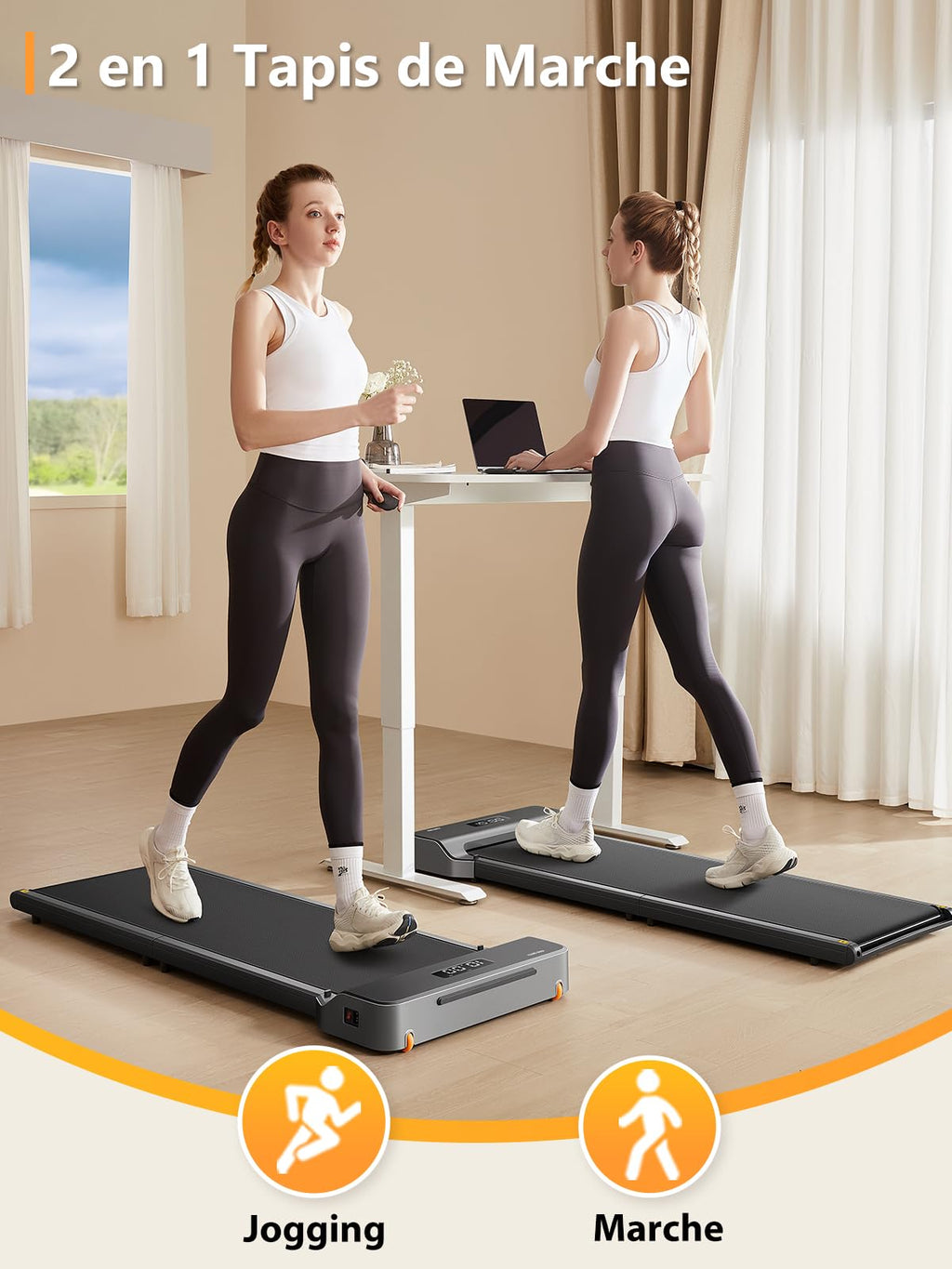 Tapis de marche pliable WP400F4 vitesse 6 km/h avec moteur silencieux écran LED télécommande capacité 110 kg