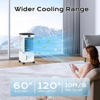Climatiseur mobile portable BW-108Y 8 L avec refroidissement par évaporation ventilation humidification 3 vitesses et minuterie 12 h