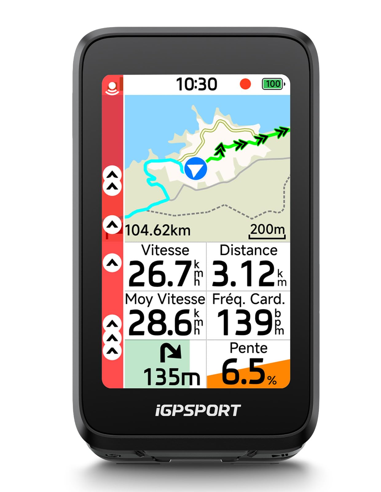 Compteur vélo GPS BiNavi Air écran tactile 3 pouces navigation vocale carte intégrée autonomie 30 heures Bluetooth ANT