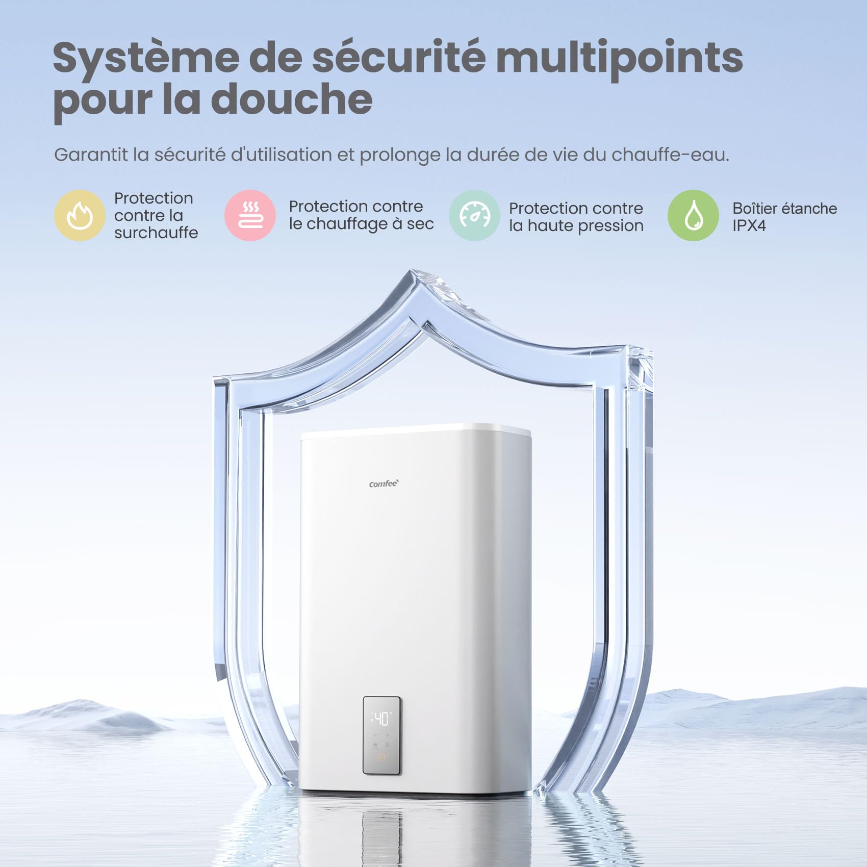 Chauffe-eau électrique mural 80L CWH15ED1380EUW double réservoir Wi-Fi contrôle APP protection anti-surchauffe