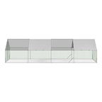 Enclos poulailler 24 m² parc grillagé 8x3x2 m en acier avec bâche de toit porte à loquet pour volailles et petits animaux