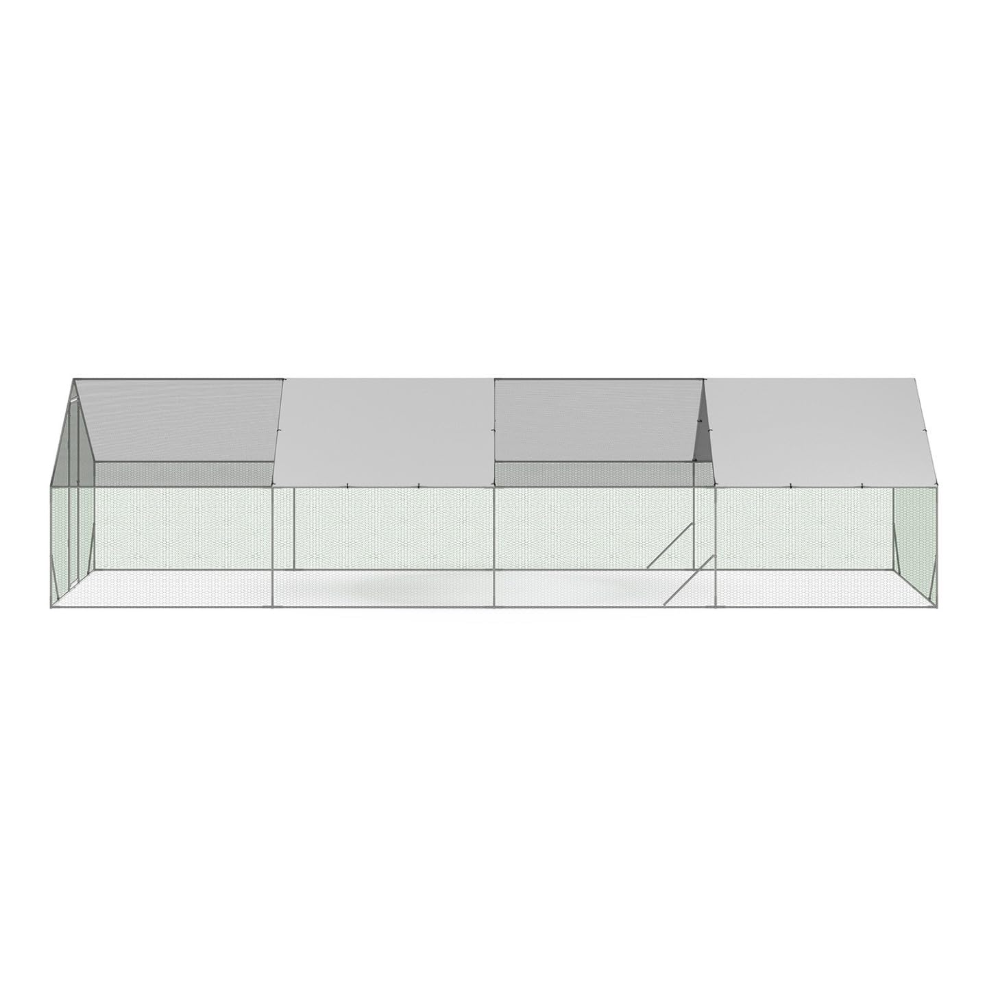 Enclos poulailler 24 m² parc grillagé 8x3x2 m en acier avec bâche de toit porte à loquet pour volailles et petits animaux