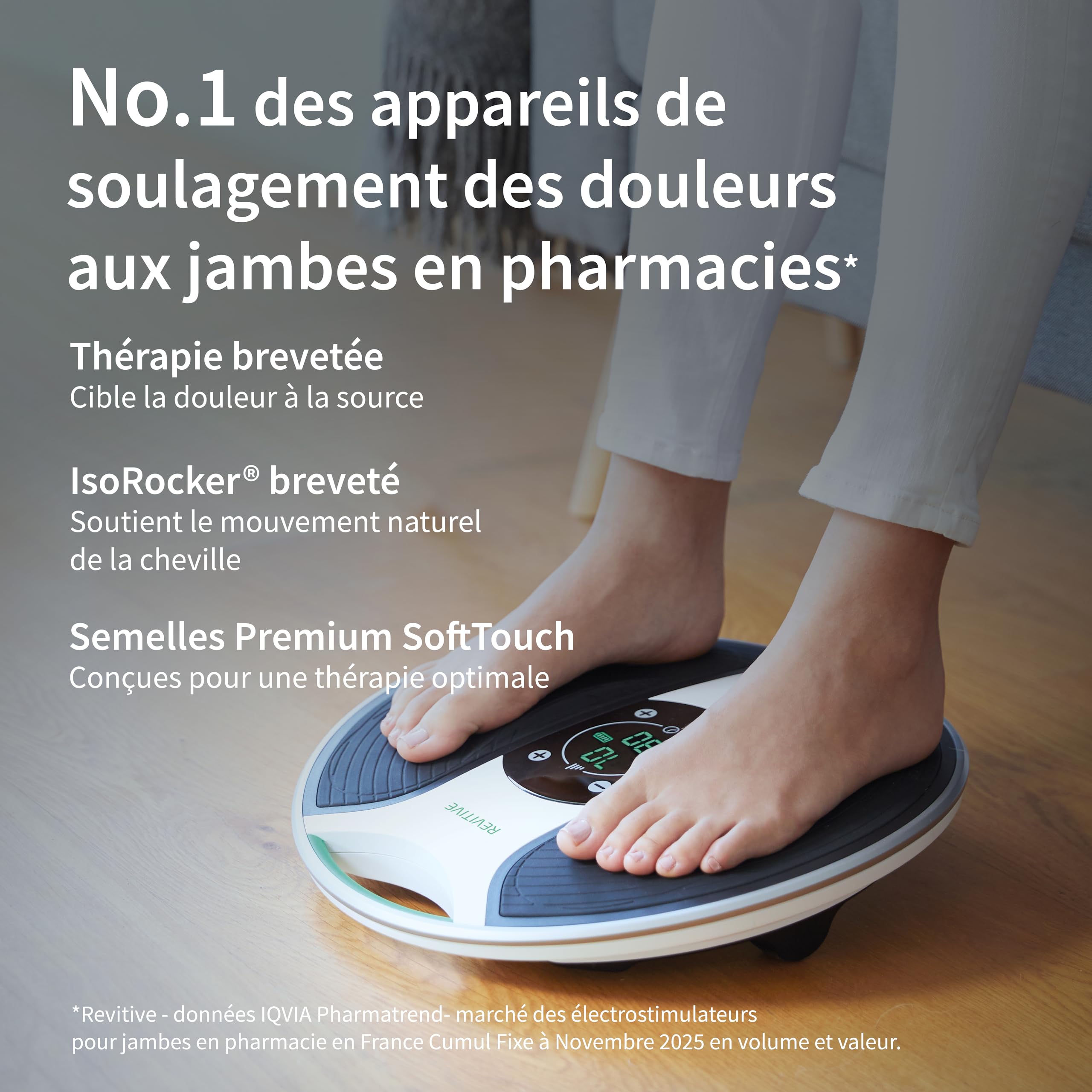 Stimulateur musculaire électrique Medic Plus avec électrodes TENS technologie OxyWave pour jambes et pieds