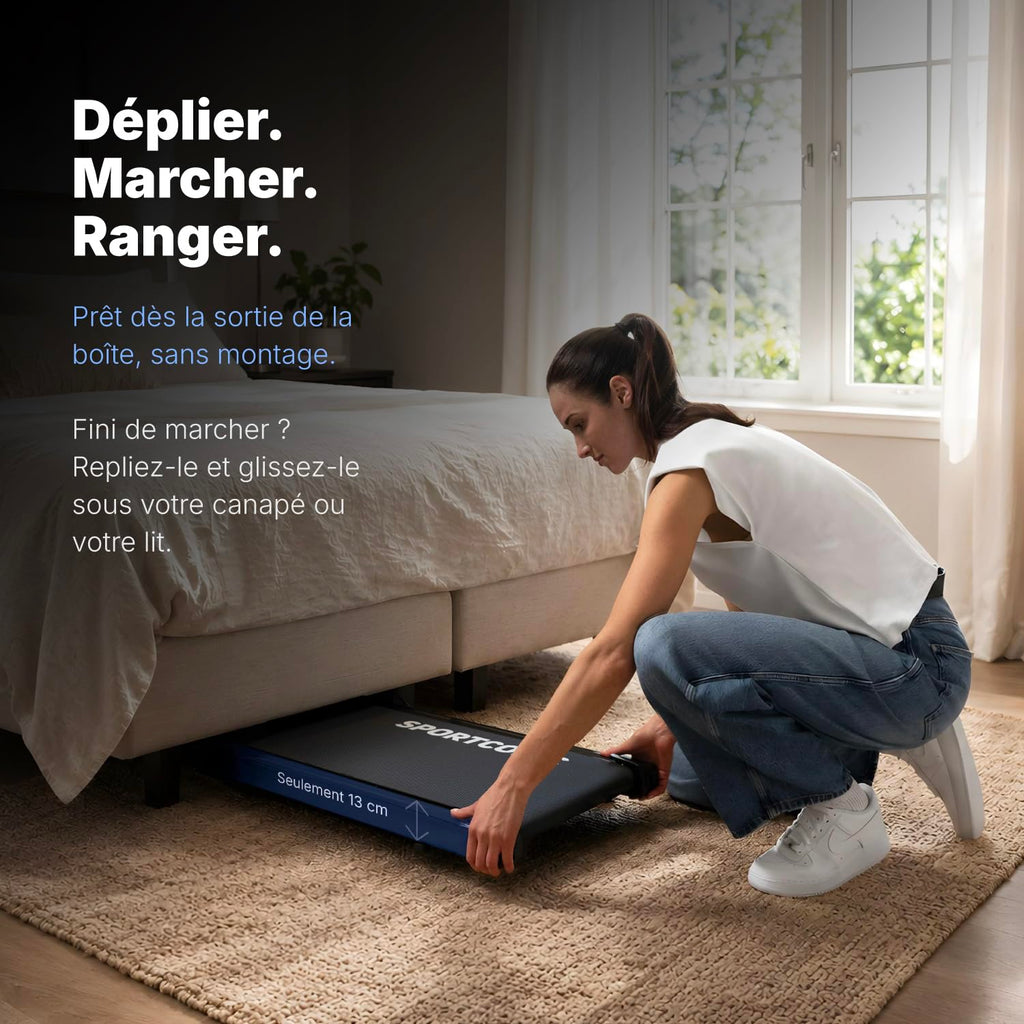 Tapis de course pliable P106FA avec inclinaison manuelle vitesse 12 km/h écran LED télécommande