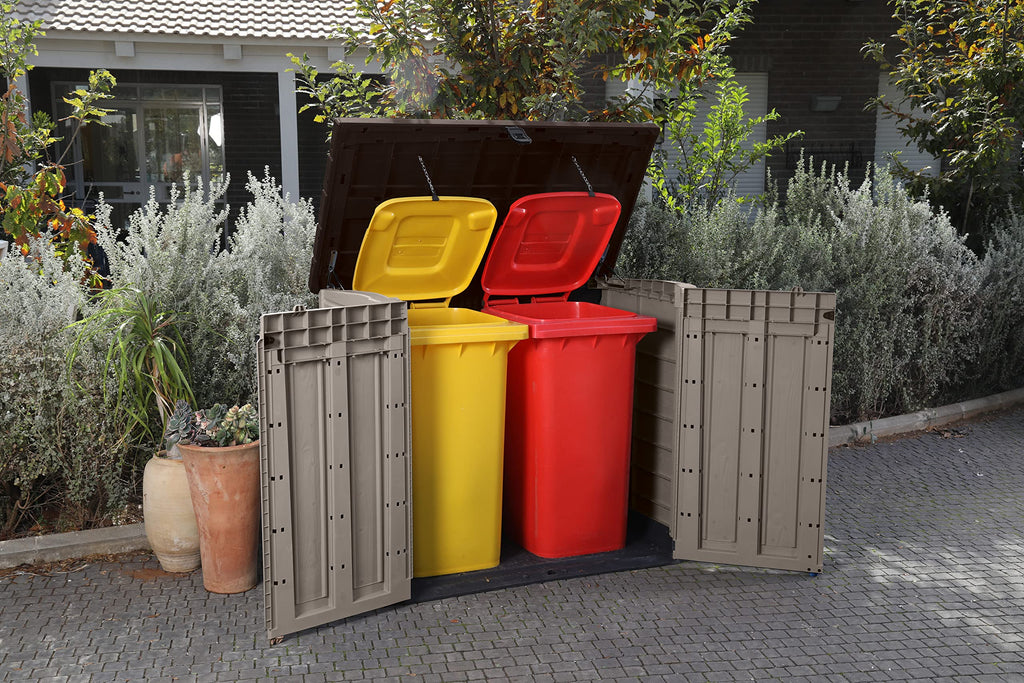 Abri poubelle SIO Pro 1200 litres extérieur en polypropylène avec couvercle verrouillable protection UV dimensions 145,5 x 82 x 123 cm