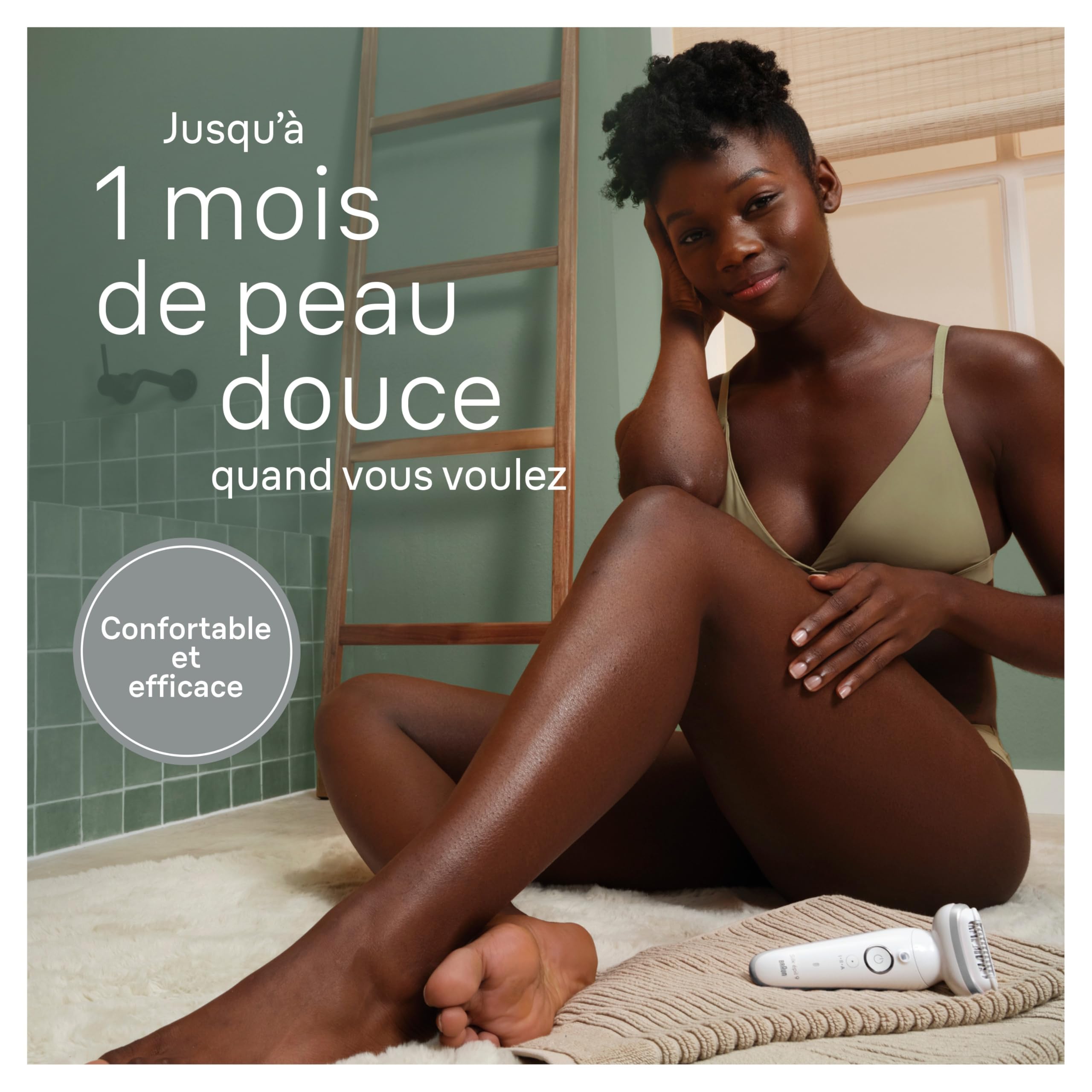 Épilateur électrique femme Silk·épil 9 SES9-130 rechargeable sans fil étanche tête pivotante avec embout rasoir sabot tondeuse