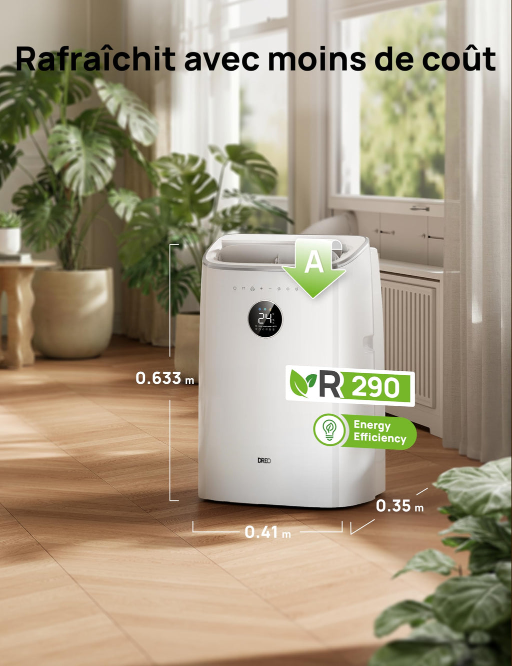 Climatiseur mobile AC318S 7500 BTU 3 en 1 refroidissement ventilation déshumidification avec contrôle Wi-Fi et kit fenêtre
