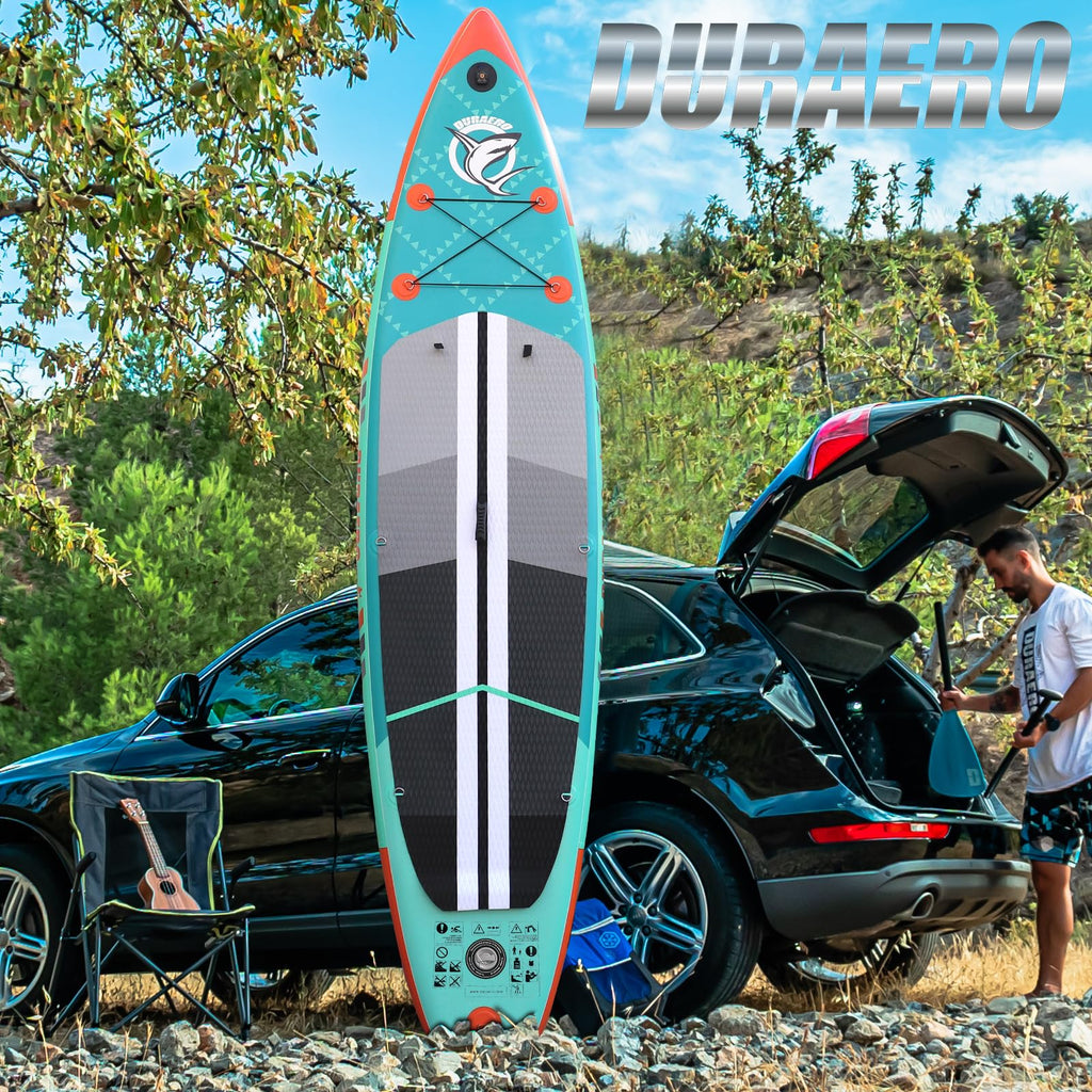 Planche de paddle gonflable 330 x 76 x 15 cm convertible kayak siège inclus capacité 150 kg support caméra 3 ailerons pagaie double réglable