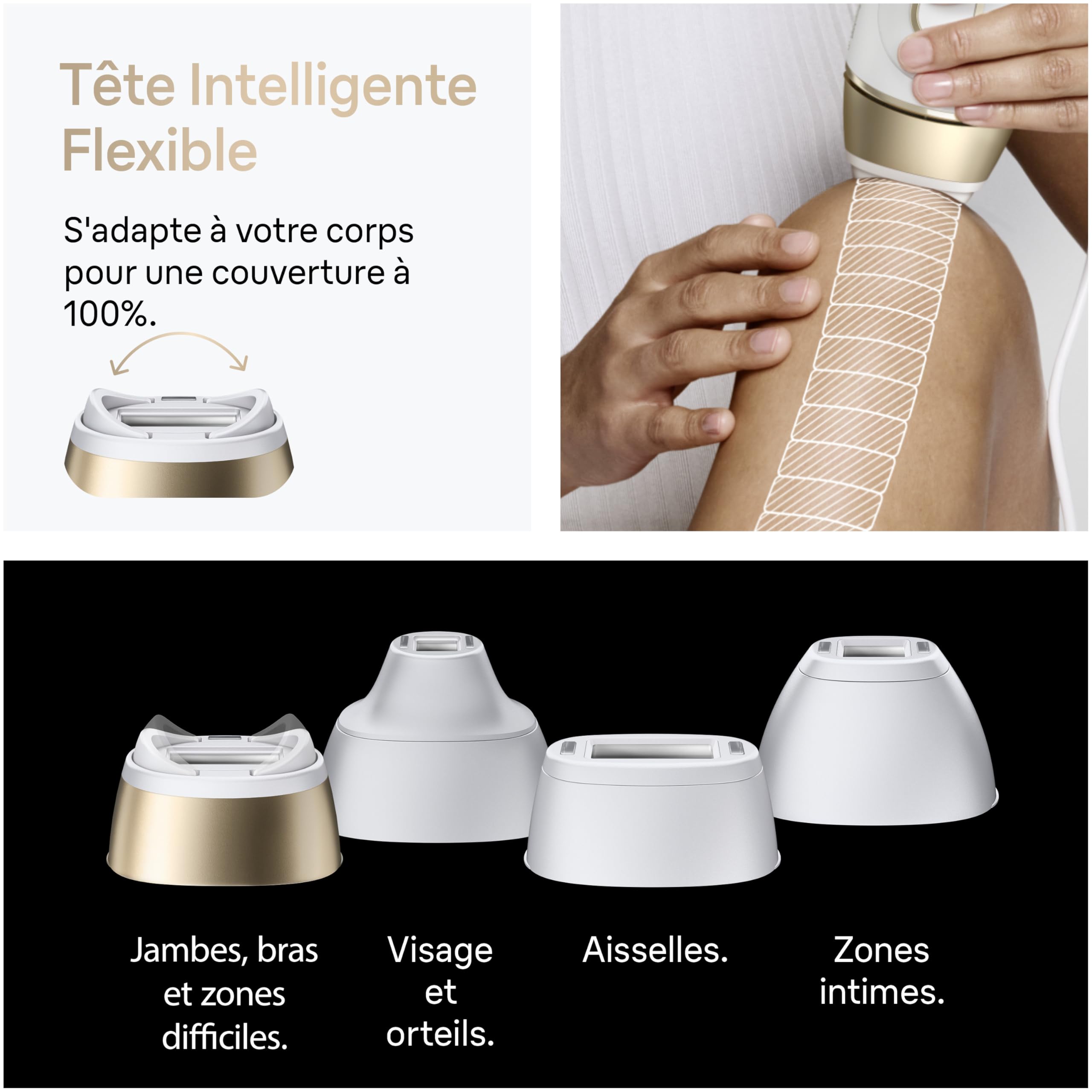 Épilateur lumière pulsée Silk·expert Pro 5 PL5412 IPL avec capteur de teint charge continue avec 4 têtes pochette et accessoires