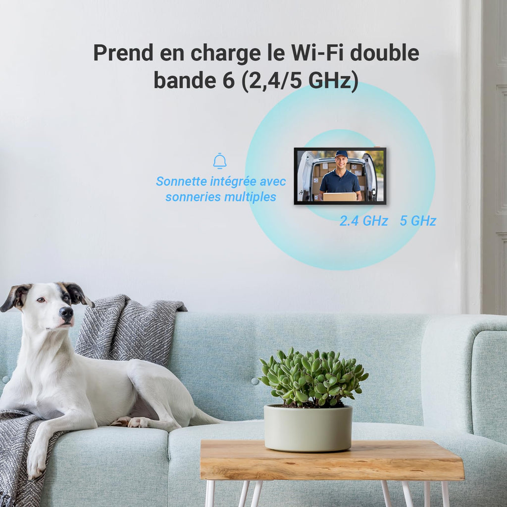 Visiophone connecté CP5 Wi-Fi avec écran tactile couleur 7 pouces vidéo 1080p audio bidirectionnel vision nocturne et déverrouillage à distance