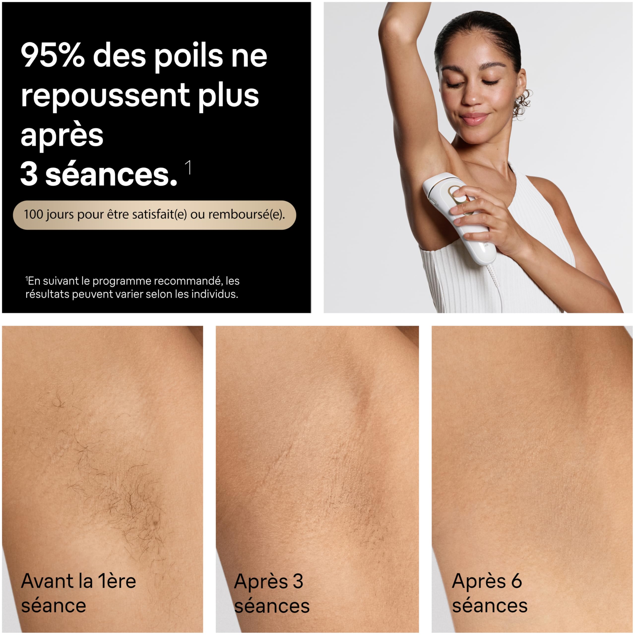 Épilateur lumière pulsée Silk·expert Pro 5 PL5412 IPL avec capteur de teint charge continue avec 4 têtes pochette et accessoires