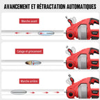 Furet déboucheur de canalisation sans fil 20V rouge arbre flexible 7,6 m pour tuyaux 19-76 mm avec batterie lithium-ion